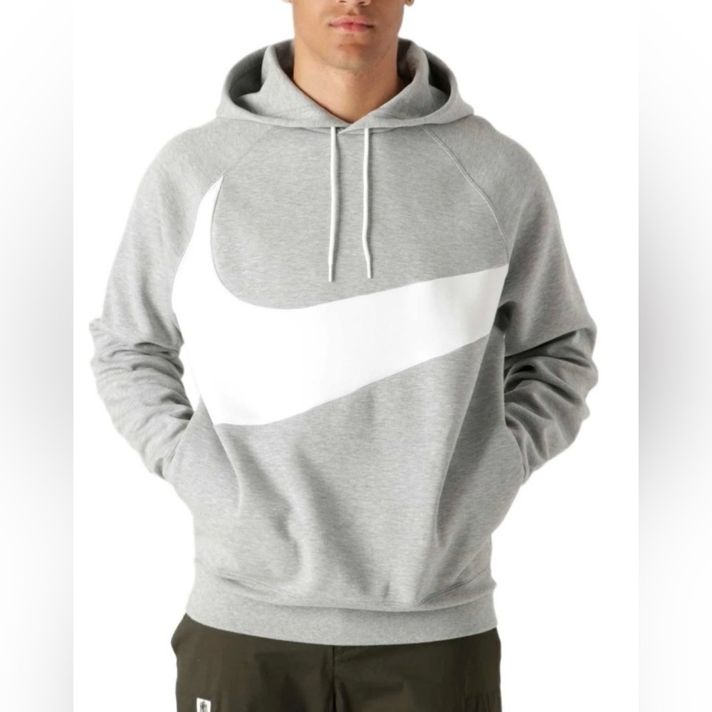 Nike Big Swoosh Gray Hoodie Men’s Medium Pullover Sweatshirt